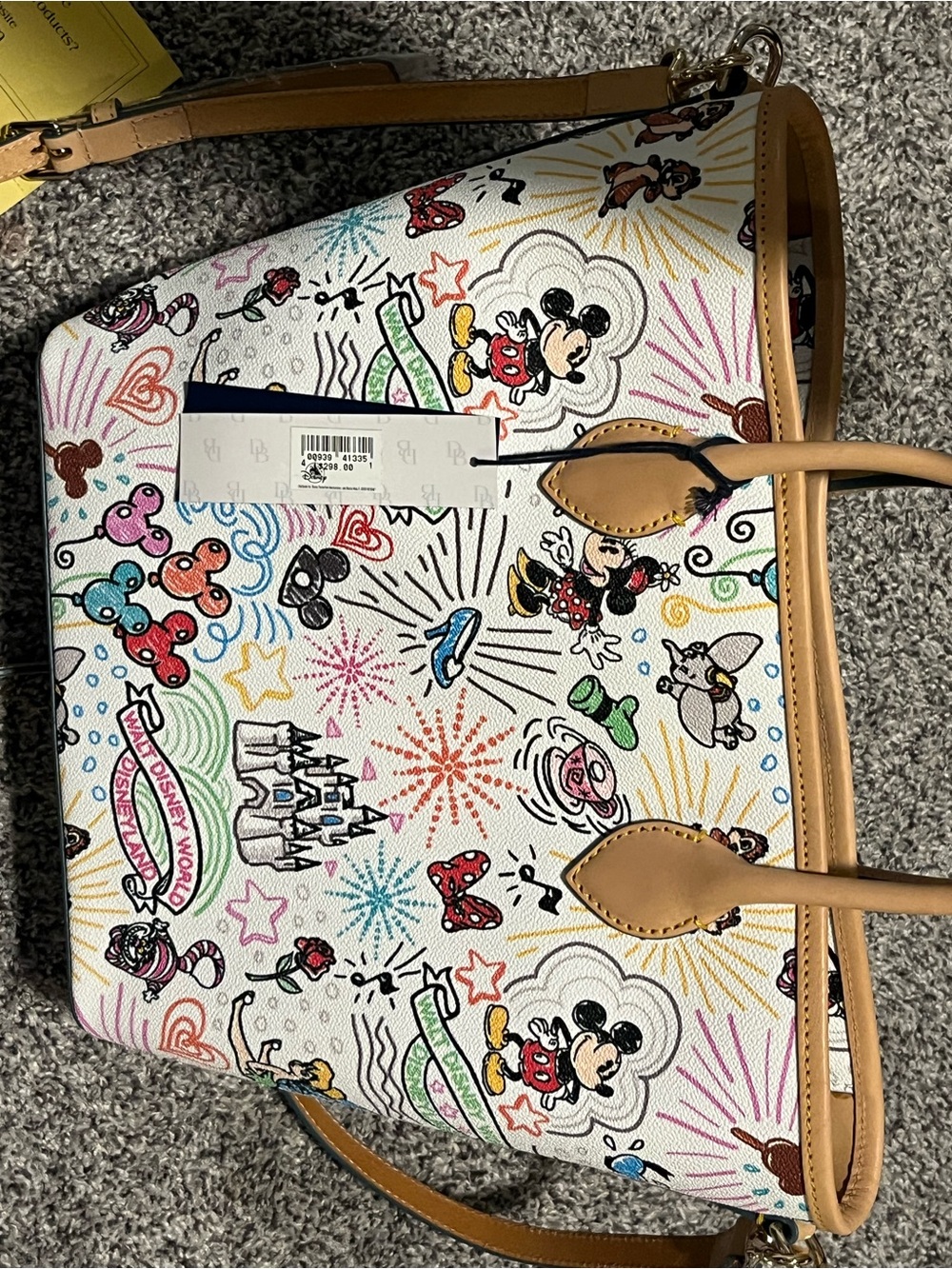 Dooney & Bourke Cream Disney Sketch Tote with Tan Trim - Picture 3 of 6